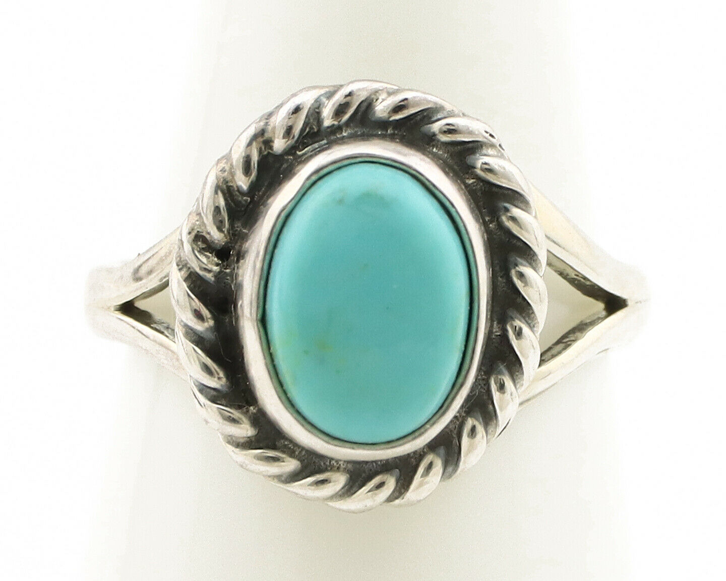 Navajo Ring .925 Silver Kingman Turquoise Artist Signed Gecko C.90's