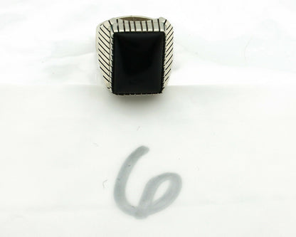 Navajo Ring .925 Silver Handmade Black Onyx Artist Signed Black C.80's