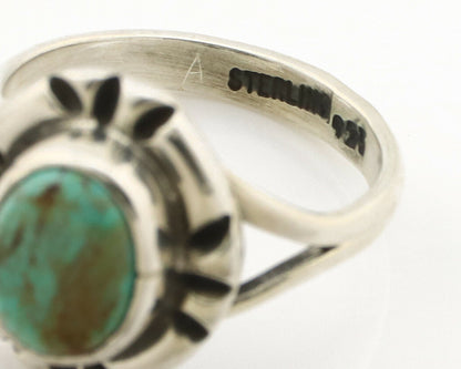 Navajo Ring .925 Silver Kingman Turquoise Artist Signed Gecko C.90's