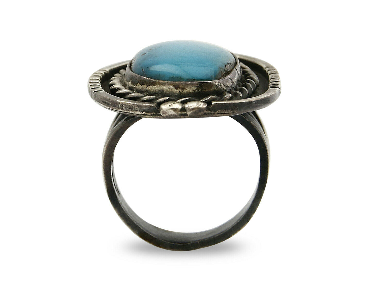 Women's Navajo Ring .925 Silver Blue Gem Turquoise C.80's