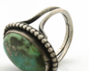 Navajo Ring .925 Silver Natural Turquoise Handmade Native American Artist C.80s