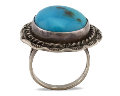 Navajo Ring .925 Silver Blue Turquoise Native Artist C.80's