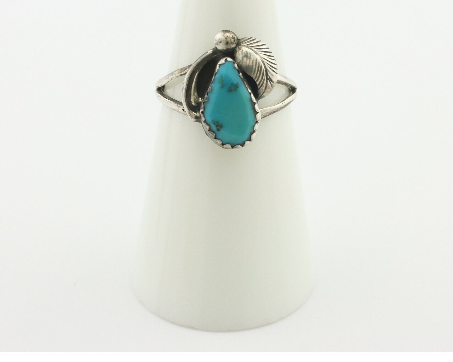 Navajo Handmade Ring .925 Silver Kingman Turquoise Native Artist C.80's