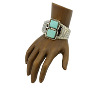 Navajo Bracelet .925 Silver Castle Dome Turquoise Native American Artist C.80's