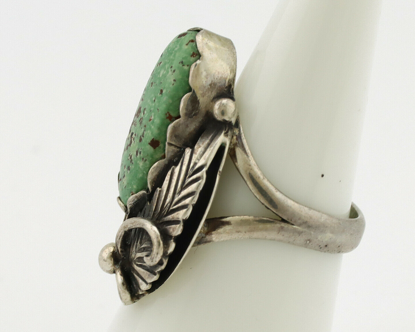 Navajo Ring .925 Silver Kingman Turquoise Native American Signed C.80's
