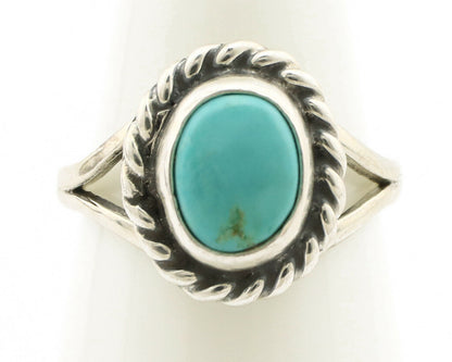 Navajo Ring .925 Silver Kingman Turquoise Artist Signed Gecko C.90's