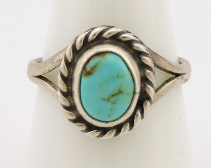 Navajo Ring .925 Silver Kingman Turquoise Artist Signed Gecko C.80's