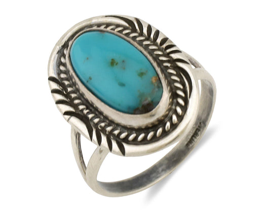 Navajo Ring .925 Silver Nevada Turquoise Native American Artist C.1980's