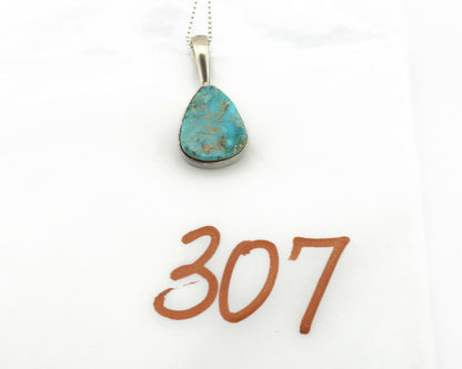 Navajo Pendant .925 Silver Pilot Mountain Turquoise Artist Signed DZ C.80's