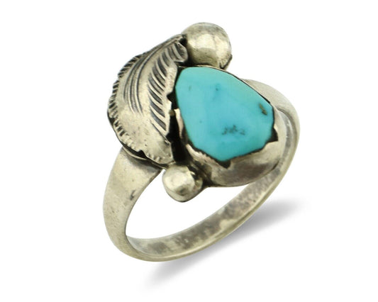 Zuni Ring 925 Silver Natural Blue Turquoise Artist Signed Simplicio C.80's