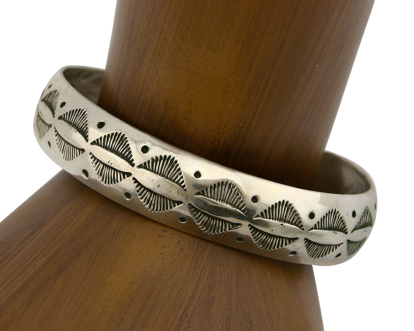 Navajo Bracelet .925 Silver Hand Stamped Artist Signed Tracy C.80's