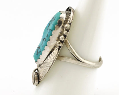 Navajo Ring 925 Silver Sleeping Beauty Turquoise Signed Justin Morris C.80's