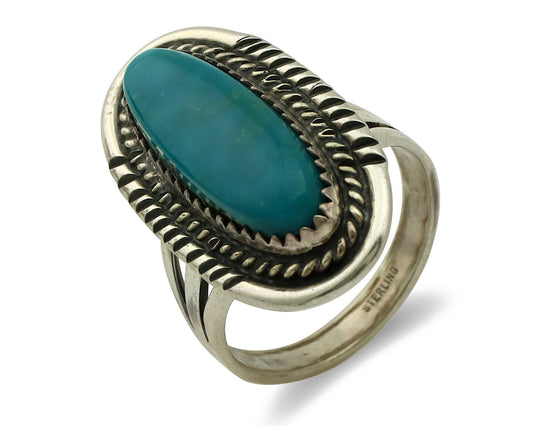 Navajo Ring 925 Silver Southwest Blue Turquoise Artist Signed Begay C.80's
