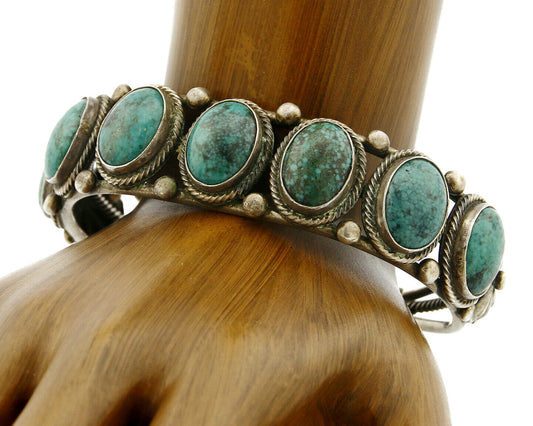 Women's Navajo Turquoise Bracelet .925 Silver Handmade Signed Boyd C.80's