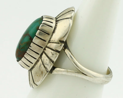 Navajo Ring .925 Silver Green Turquoise Artist Signed M Montoya C.80's