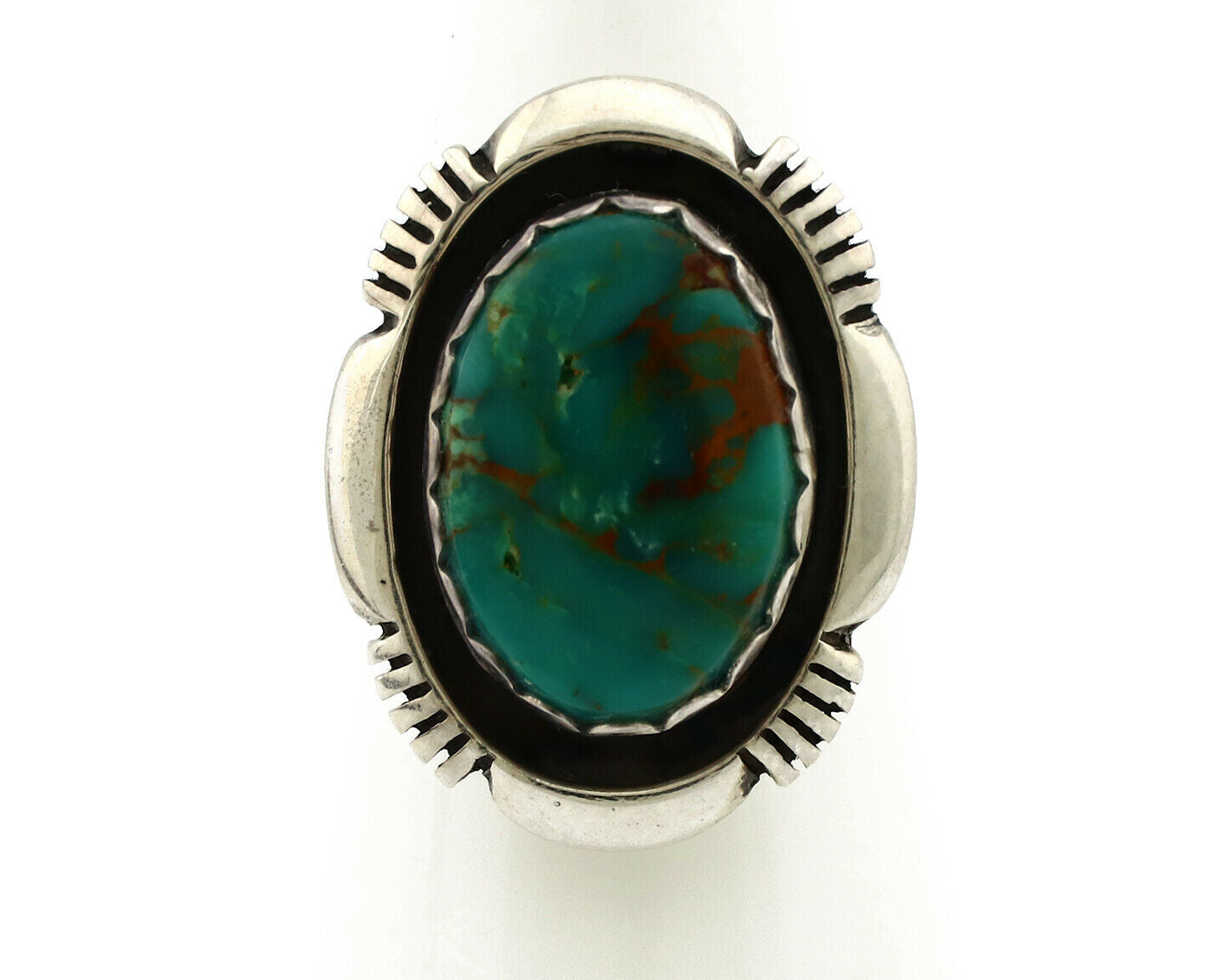 Navajo Ring .925 Silver Blue Gem Turquoise Artist Signed M Nez C80s