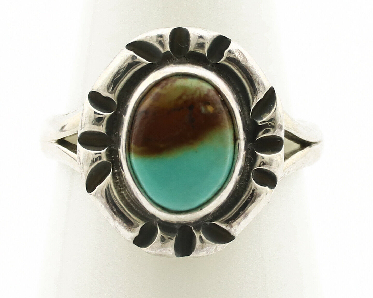 Navajo Ring .925 Silver Kingman Turquoise Artist Signed Gecko C.90's