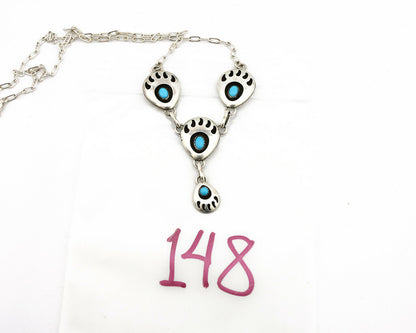 Navajo Necklace .925 Silver Sleeping Beauty Turquoise K Chavez C.80's