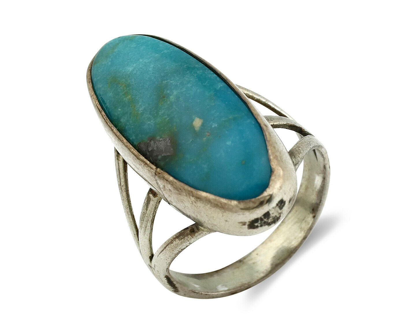 Navajo Ring .925 Silver Nevada Turquoise Native American Artist C.80's