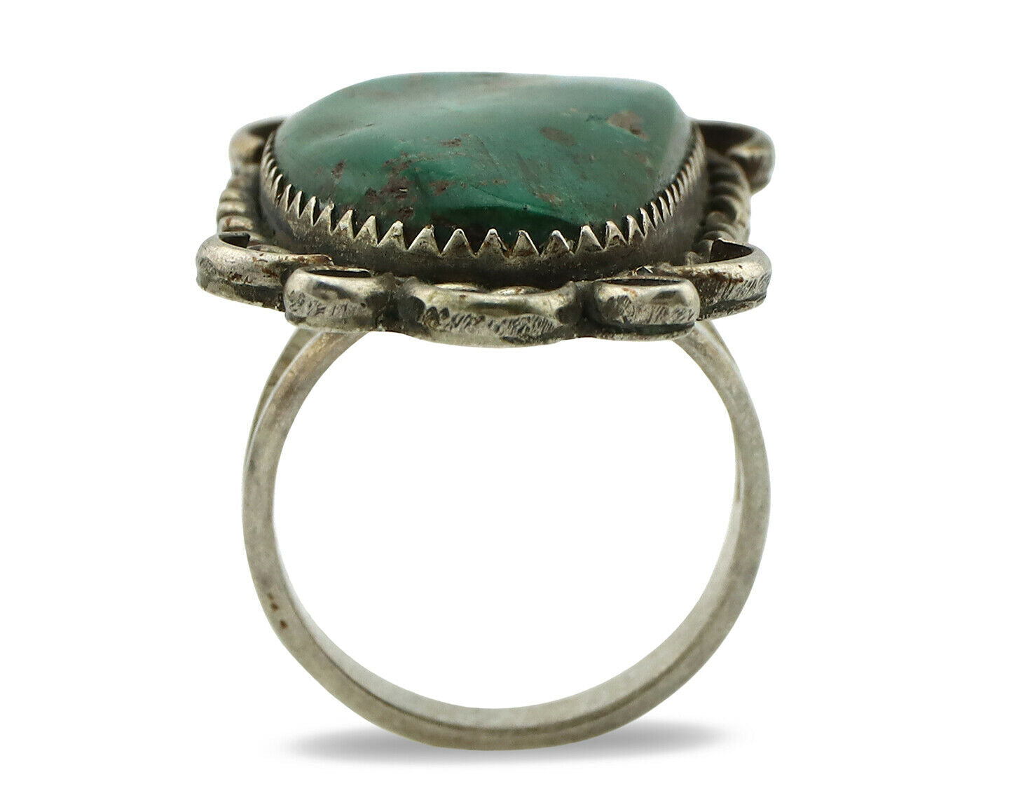 Navajo Ring .925 Silver Green Turquoise Artist Signed AA C.80's