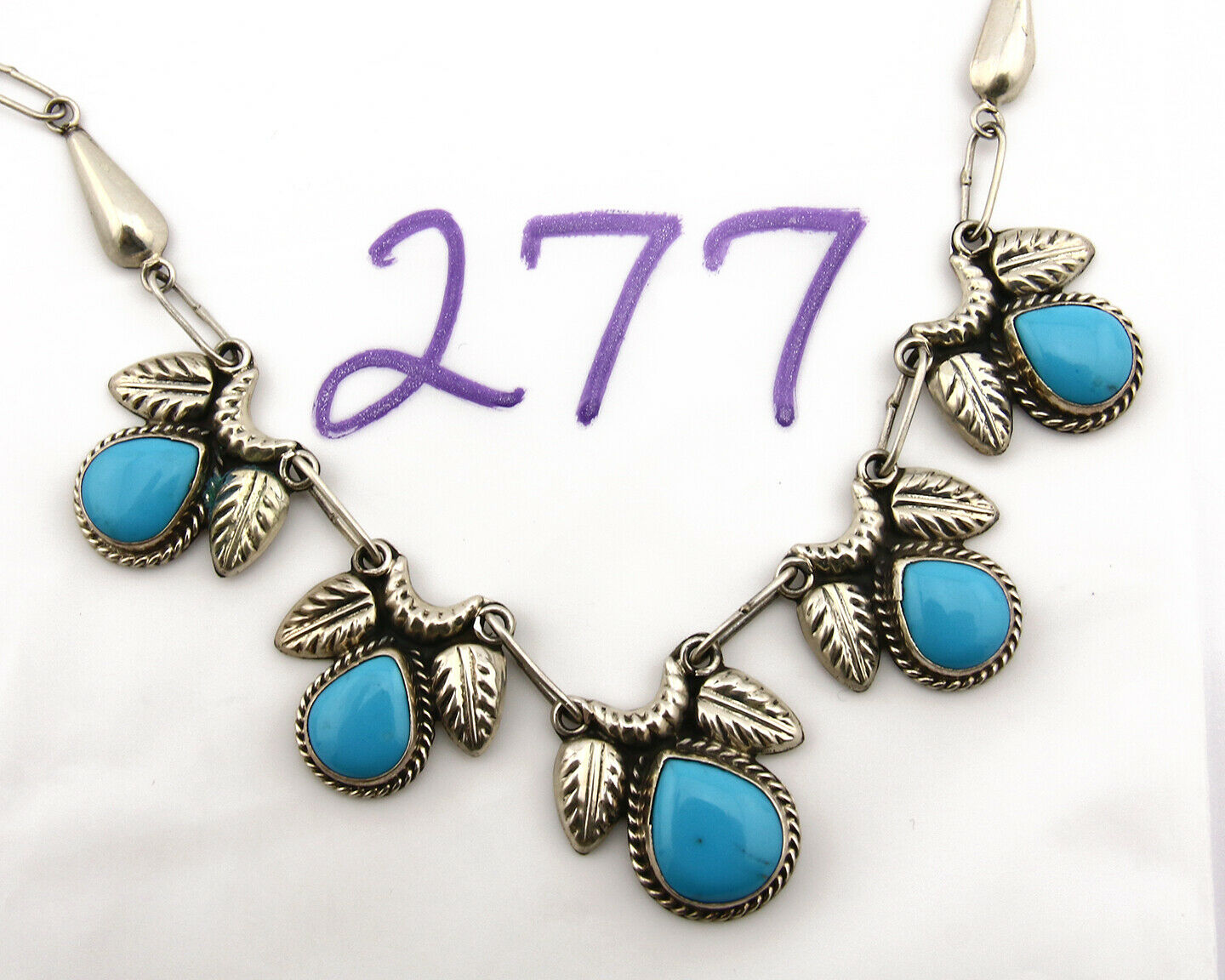 Women's Turquoise Necklace .925 Silver Taxo Mexico Signed GCOI Circa 1980's