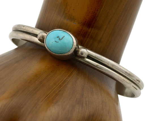 Navajo Bracelet .925 Silver Sleeping Beauty Turquoise Native American C.80's
