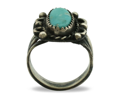 Navajo Ring .925 Silver Turquoise Artist Signed F C.1980's