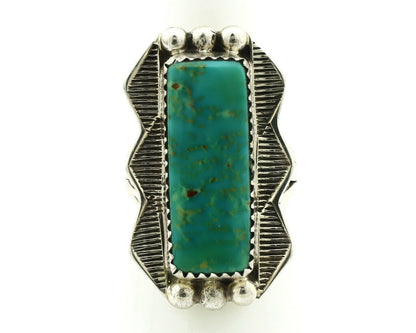 Navajo Ring .925 Silver Natural Aqua Turquoise Signed Apache C.80's