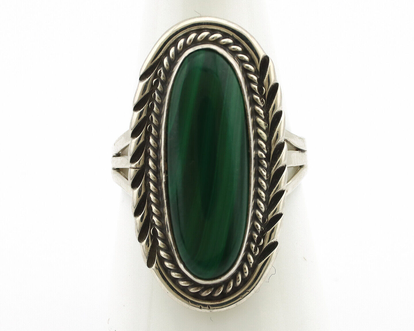 Navajo Ring 925 Silver Natural Malachite Artist Signed William Denetdale C.80's