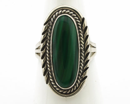 Navajo Ring 925 Silver Natural Malachite Artist Signed William Denetdale C.80's