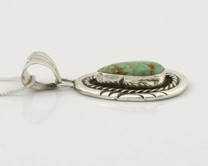 Navajo Necklace .925 Silver Kingman Turquoise Signed JP C.1980's