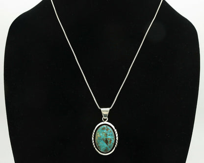 Navajo Necklace .925 Silver Kingman Turquoise Signed Setting Sun C.80's