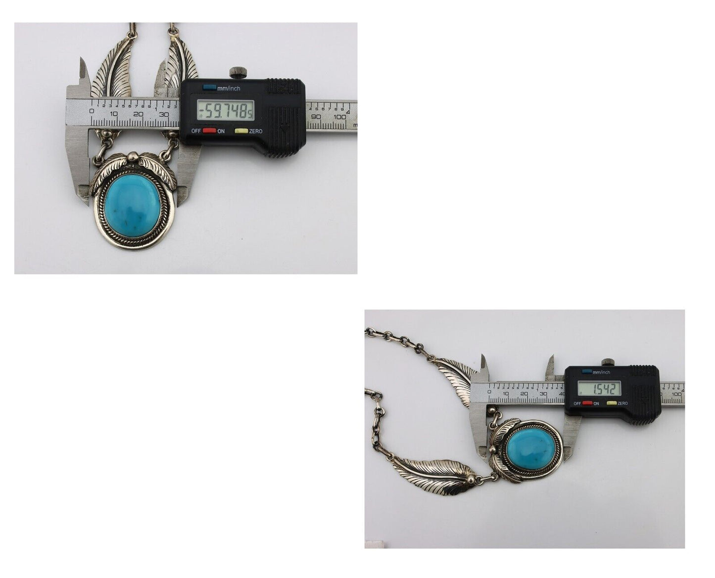 Navajo Necklace 925 Silver Blue Turquoise Artist Signed M Montoya C.80's