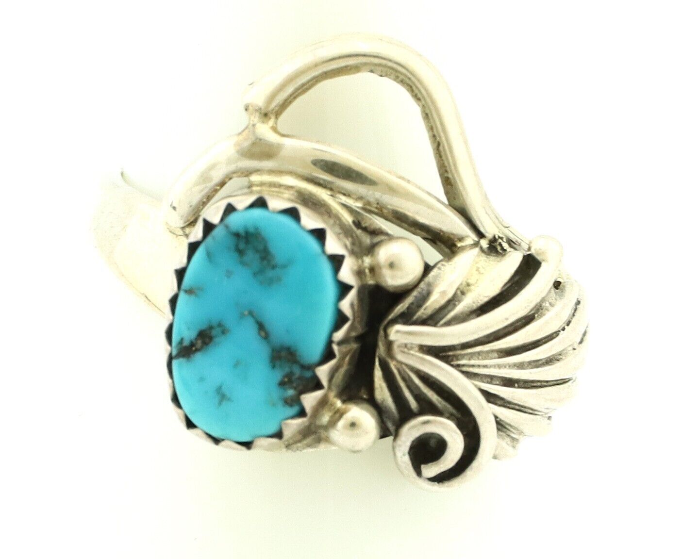 Navajo Ring .925 Silver Sleeping Beauty Turquoise Native Artist C.80's