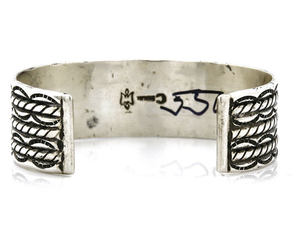 Women's Navajo Bracelet .925 Silver Handmade Cuff Signed Montoya C.1980's