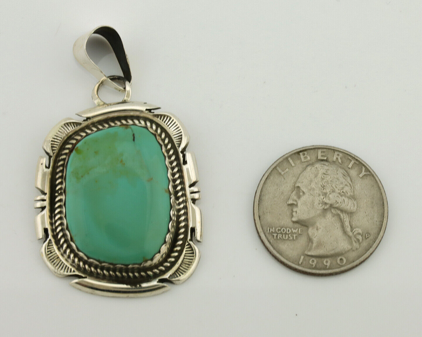 Navajo Necklace .925 Silver Arizona Turquoise Signed Jon McCray C.1980's