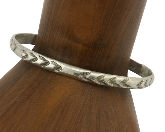 Navajo Bracelet .925 Silver Hand Stamped Arrow Head Artist I Montoya C.80's