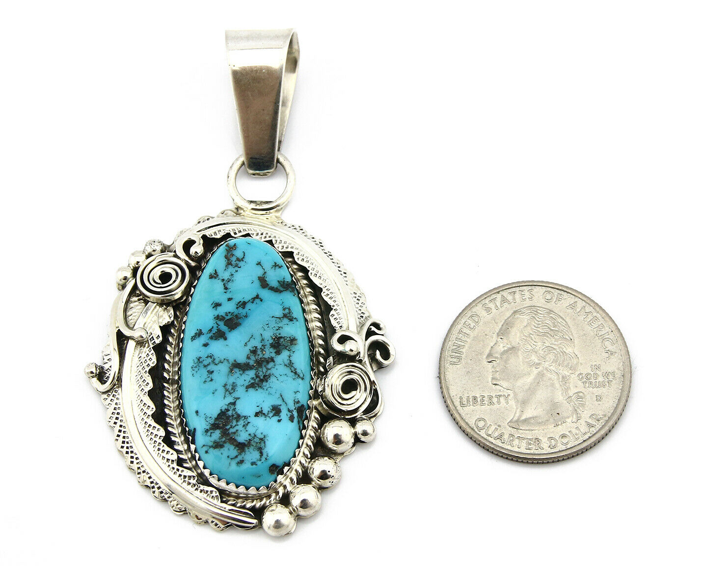 Navajo Pendant .925 Silver Arizona Turquoise Artist C.80's