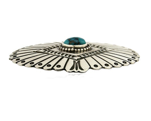Navajo Handmade Brooch Pin .925 Sterling Silver Turquoise Artist Reeves C.1990