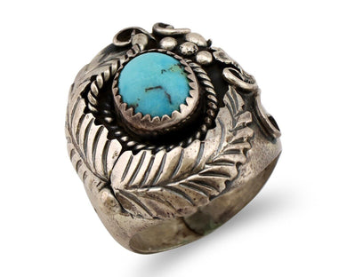 Zuni Ring 925 Silver Blue Turquoise Artist Signed Ray Tafoya C.80's