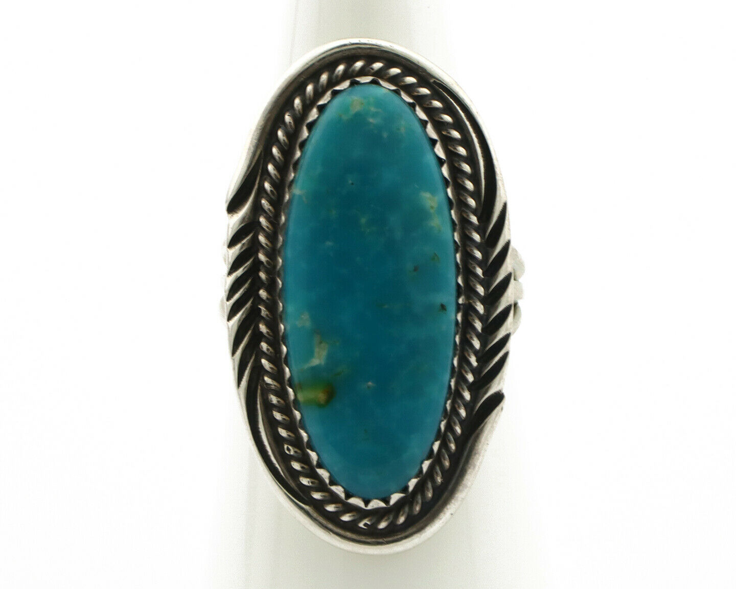 Navajo Ring .925 Silver Kingman Turquoise Native American Artist C.80's