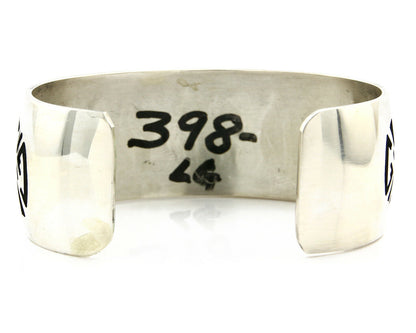 Hopi Bracelet .925 Silver Signed Ted Wadsworth Pictograph Overlay C.80's