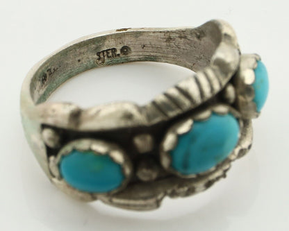 Navajo Ring .925 Silver Natural Blue Turquoise Native American Artist C.80's