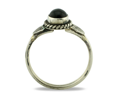 Navajo Ring 925 Silver Natural Mined Black Onyx Native American Artist C.80's