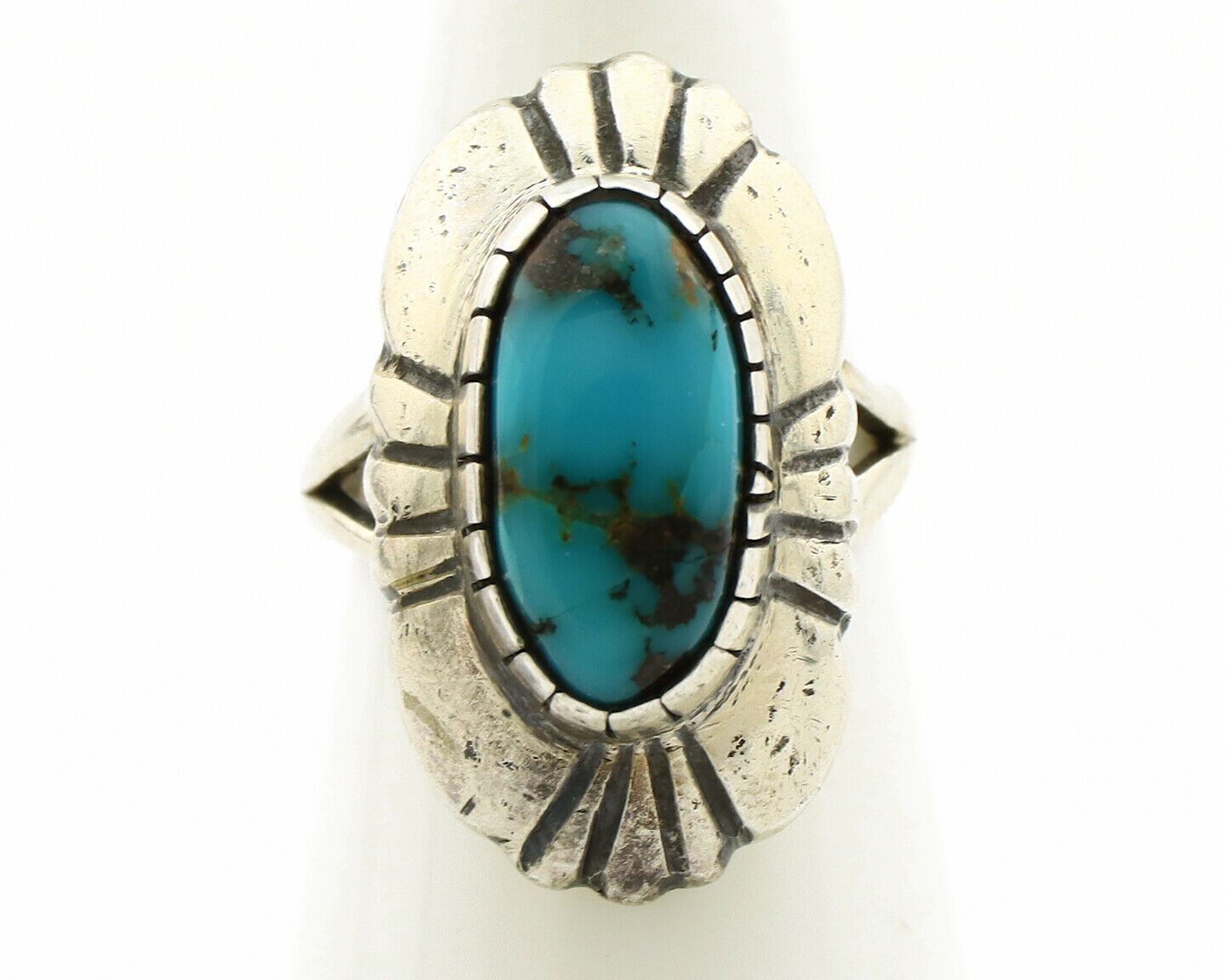 Navajo Ring .925 Silver Arizona Turquoise Signed M Montoya C.80's