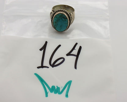 Navajo Handmade Ring 925 Silver Blue Turquoise Signed C Montoya C.80's