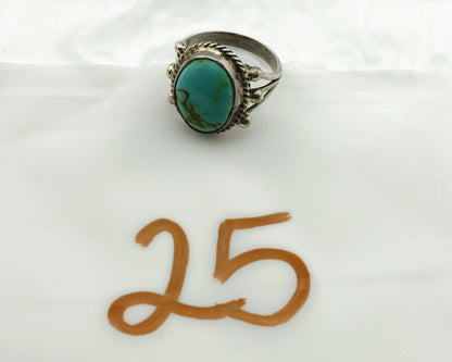 Navajo Ring .925 Silver Kingman Turquoise Artist Signed MC C.1980's