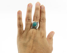 Navajo Ring .925 Silver Natural Turquoise Handmade Native American Artist C.80s