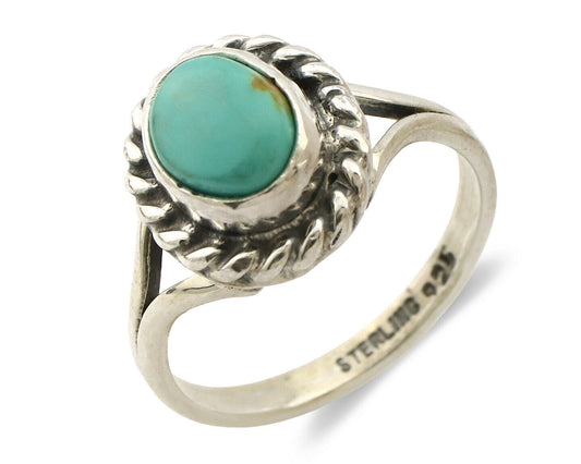 Navajo Ring .925 Silver Kingman Turquoise Artist Signed Gecko C.90's