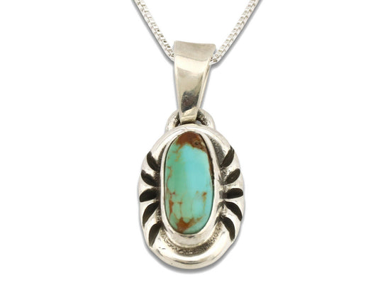 Navajo Necklace .925 Silver Kingman Turquoise Signed Gecko C.1980's